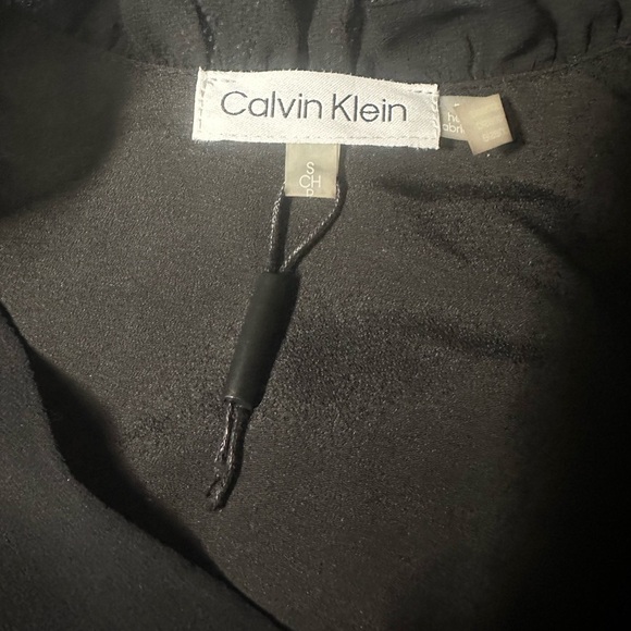 New Calvin Klein Womens Sheer Tie Neck Blouse, Black size small - Picture 6 of 13